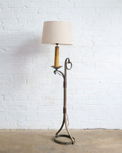 Load image into Gallery viewer, Leather and Wrought-iron Floor Lamp by Jean-Pierre RYCKAERT
