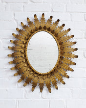 Load image into Gallery viewer, Mid 20th Century Gilt Metal Spanish Sun Mirror

