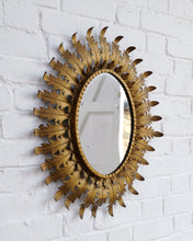 Load image into Gallery viewer, Mid 20th Century Gilt Metal Spanish Sun Mirror
