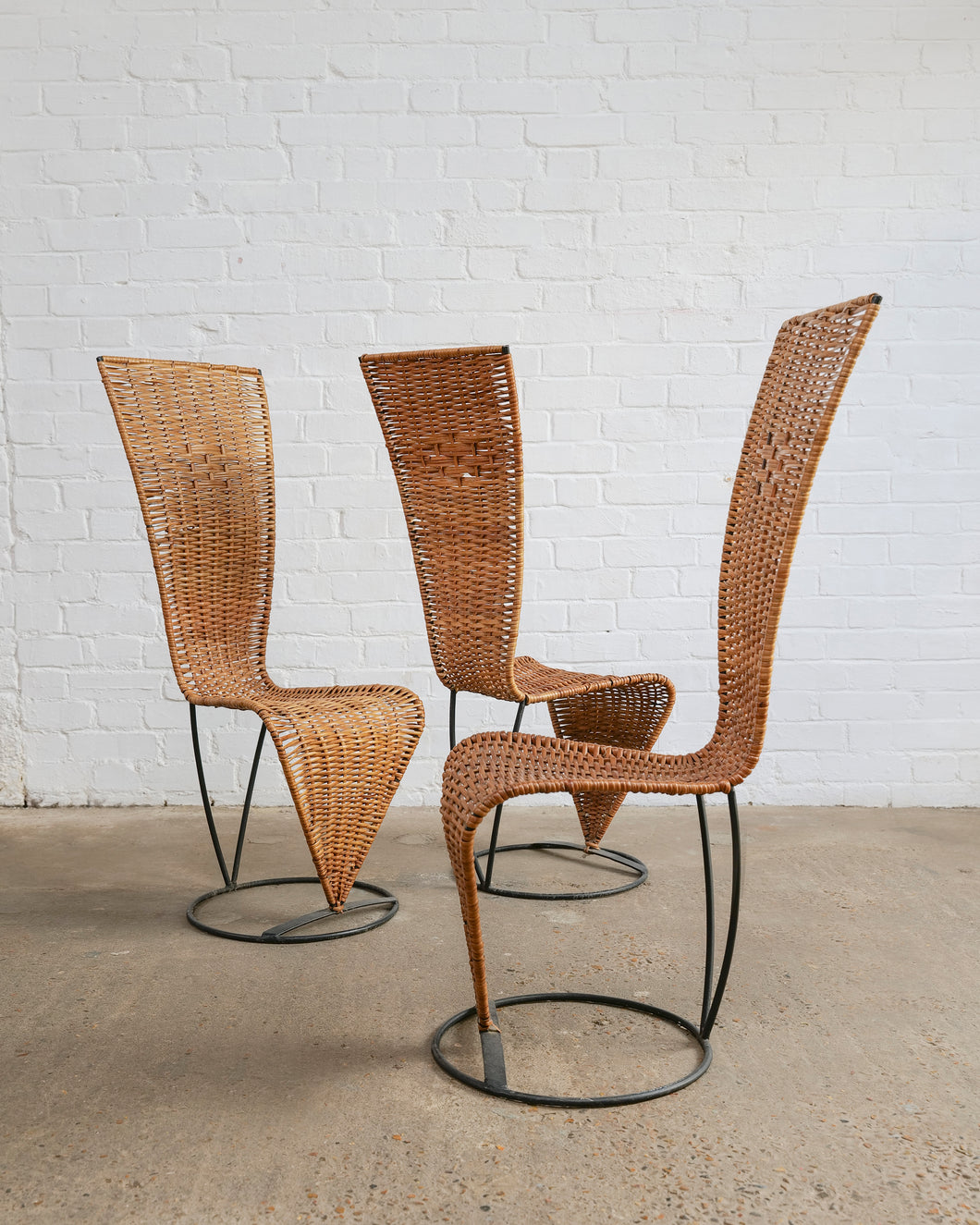 French Wicker Chairs in The style of Tom Dixon