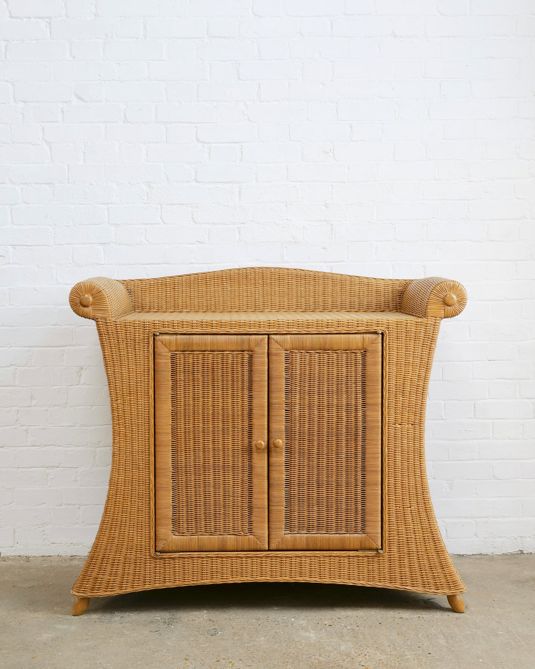 Large Curved Wicker Console Unit