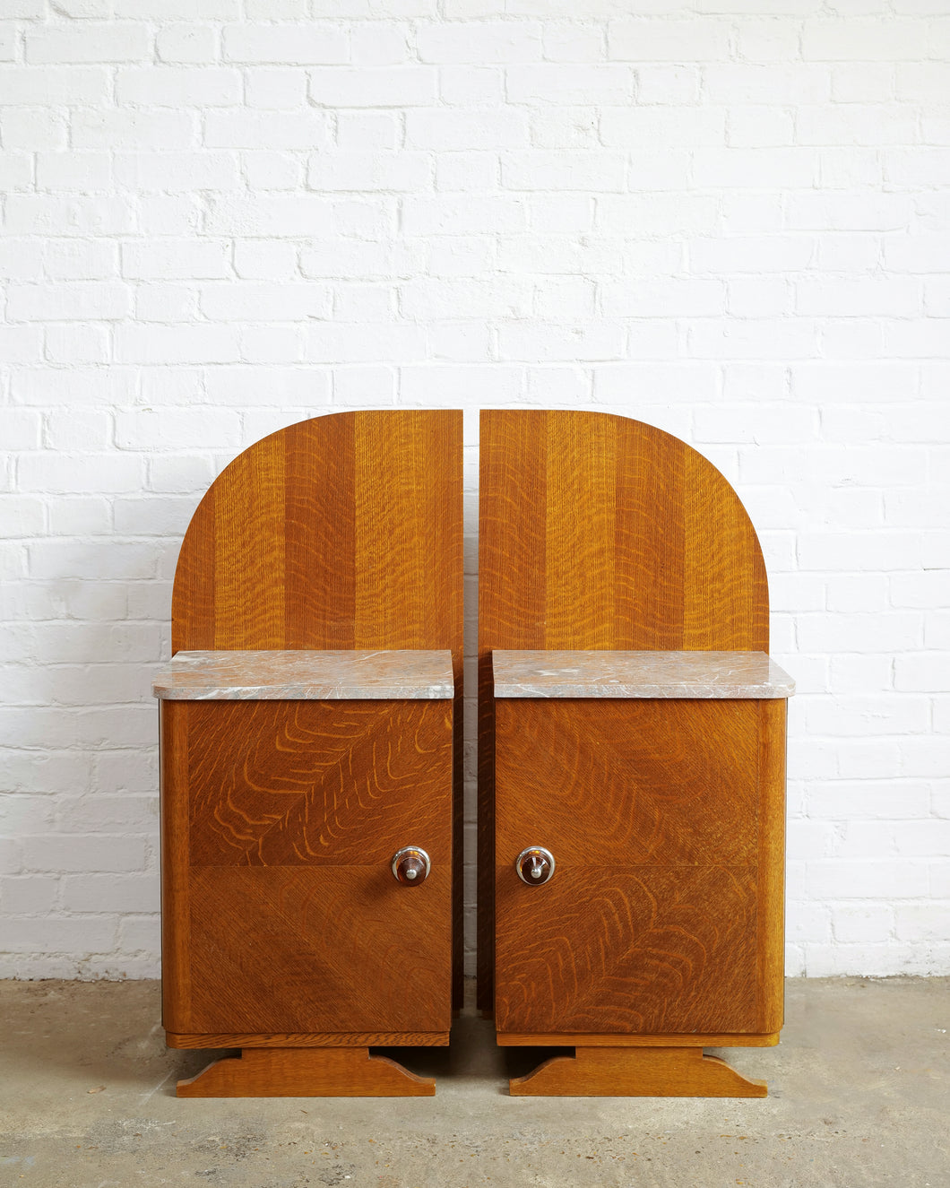 Pair of Art Deco Marble Top Bedside Tables