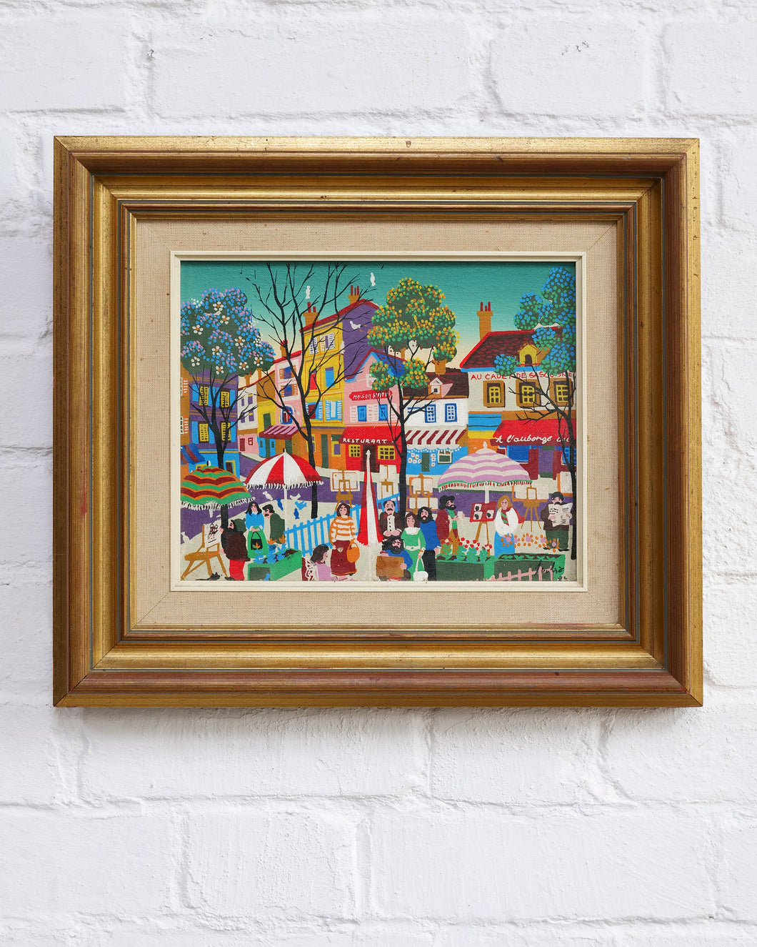 Framed Acrylic Painting - Parisian Market scene