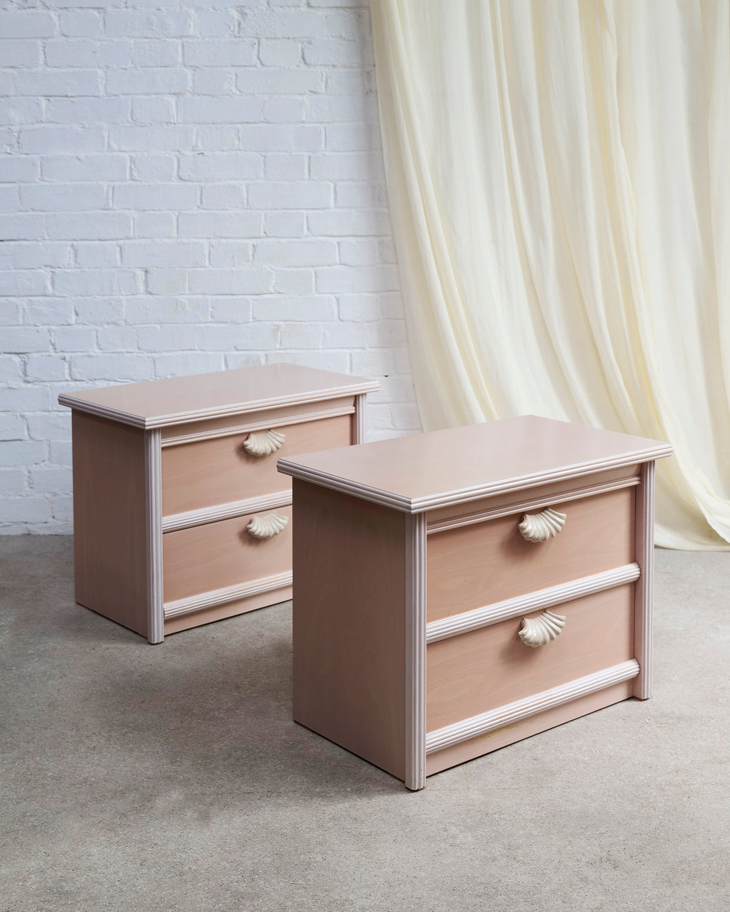 1980's Shell Handle Bedside Tables