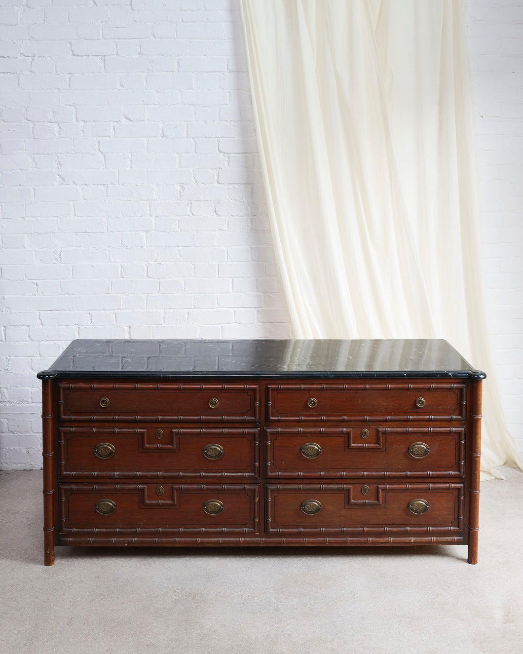 1970's Faux Bamboo Double Chest of Drawers