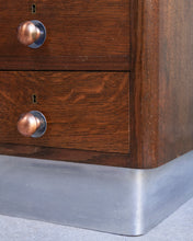 Load image into Gallery viewer, Solid Oak With Metal Trim Chest Of Drawers
