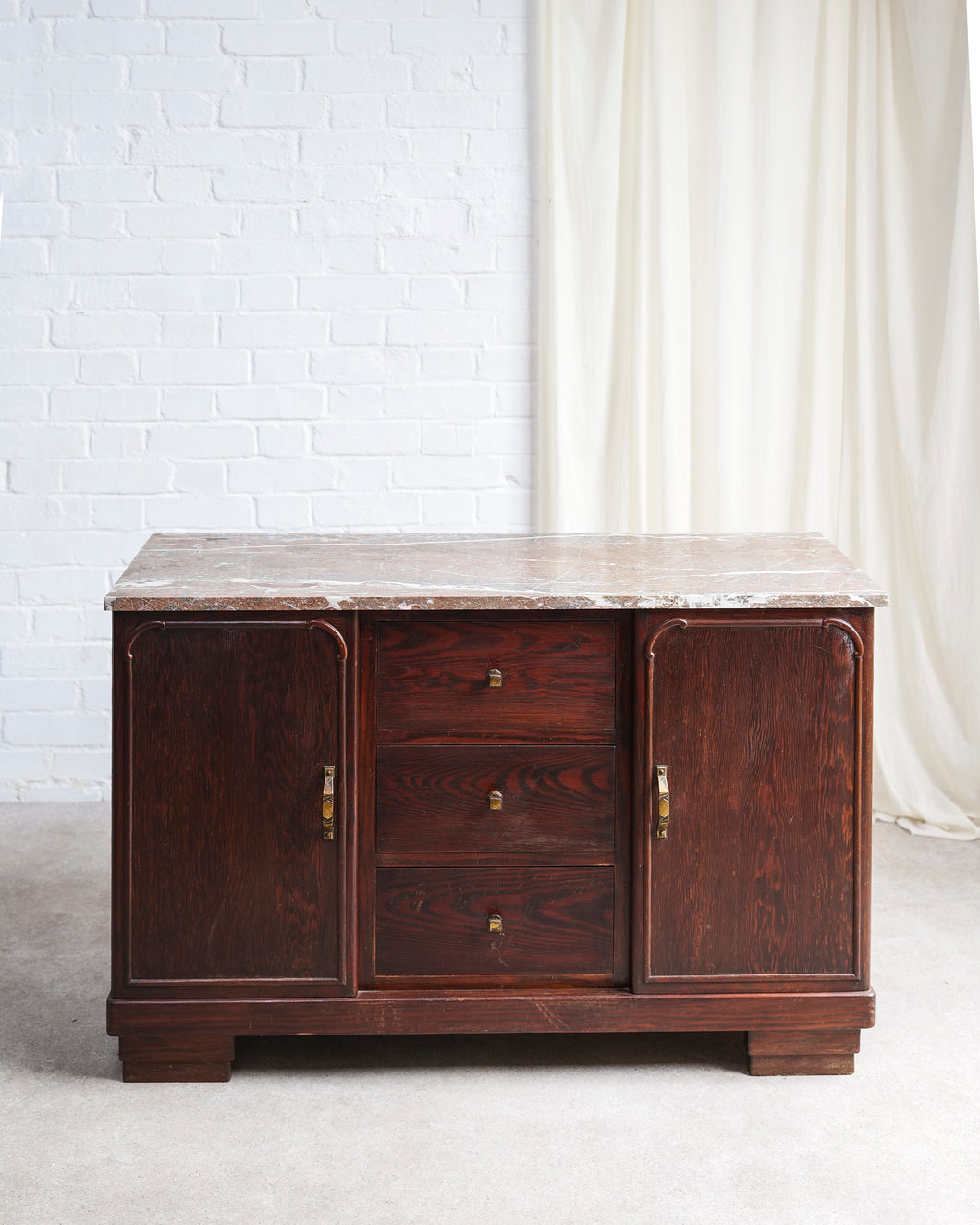 Art Deco Small Sideboard With Pink Marble Top