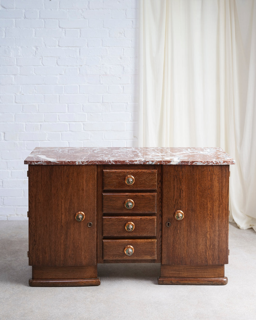 Art Deco Small Sideboard with pink marble top