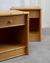Load image into Gallery viewer, Faux Bamboo and Cane Bedside Tables

