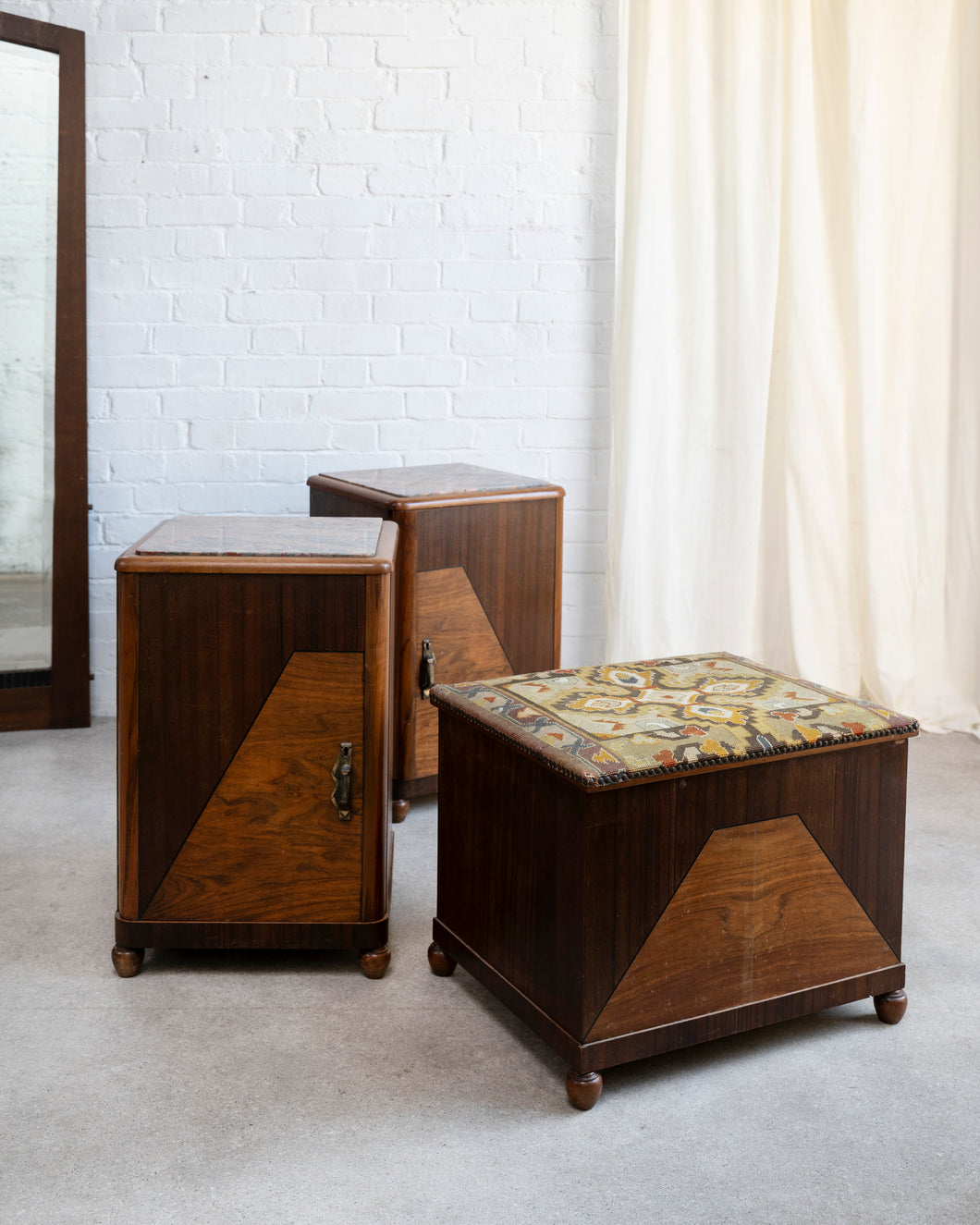 Art Deco Marble Top Bedside Tables