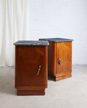 Load image into Gallery viewer, Art Deco Walnut Bedside Tables With Stone Tops
