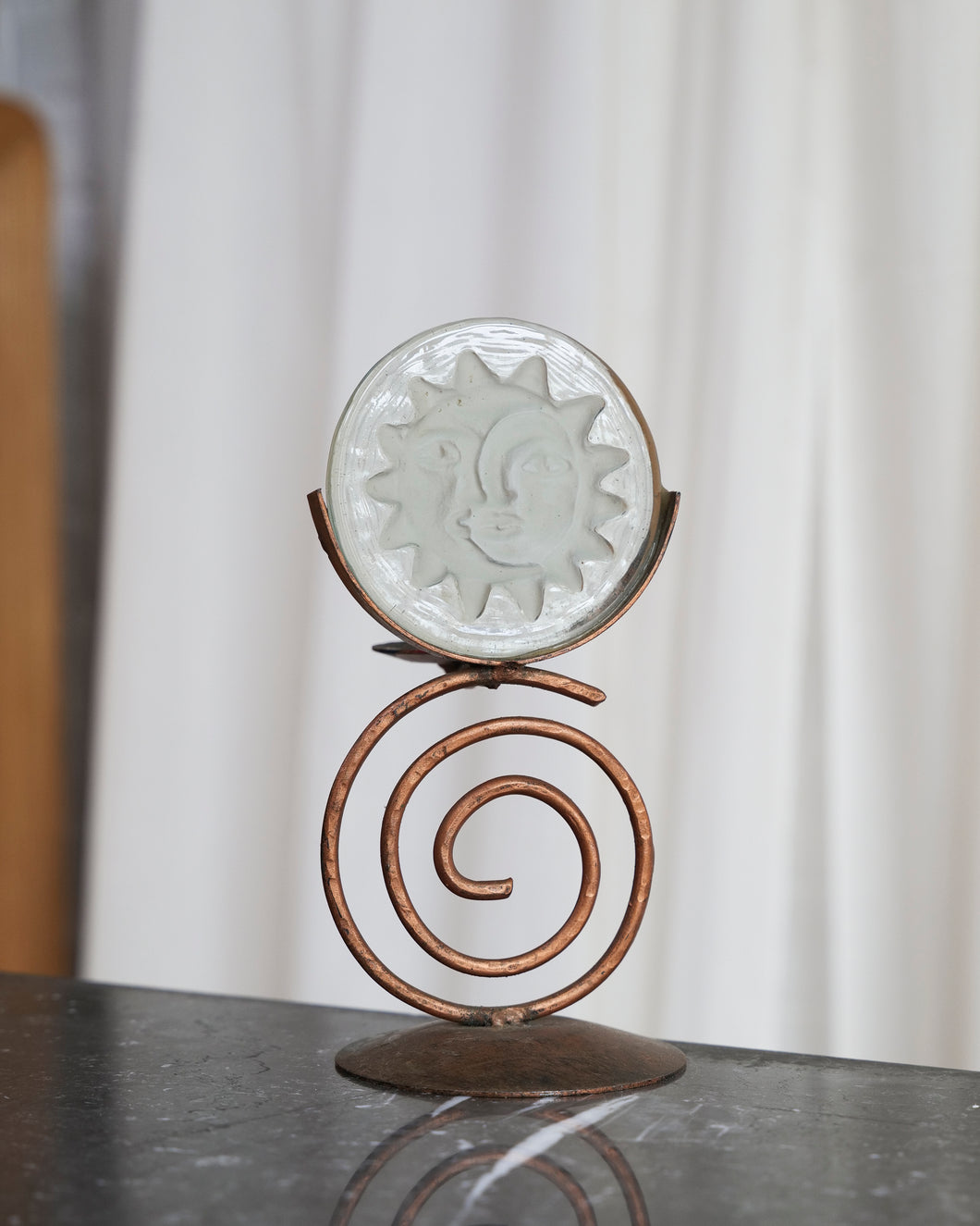 French Glass Sun Candle Holder