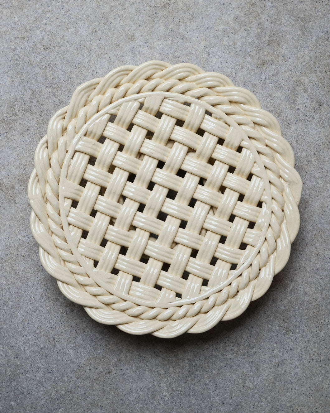 French Vallauris Woven XL Pedestal Dish