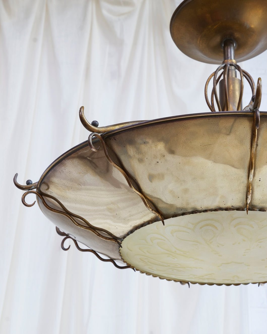 ONLY AVAILABLE AT THE SPOTLIGHT MARKET - Brass and Frosted Glass Sunburst Ceiling Pendant