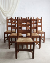 Load image into Gallery viewer, Brutalist Set of Razor Back Oak Dining Chairs
