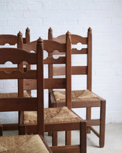 Load image into Gallery viewer, Brutalist Set of Razor Back Oak Dining Chairs
