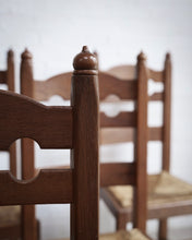 Load image into Gallery viewer, Brutalist Set of Razor Back Oak Dining Chairs
