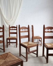 Load image into Gallery viewer, Brutalist Set of Razor Back Oak Dining Chairs
