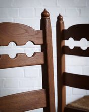Load image into Gallery viewer, Brutalist Set of Razor Back Oak Dining Chairs
