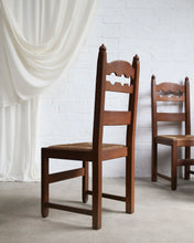 Load image into Gallery viewer, Brutalist Set of Razor Back Oak Dining Chairs
