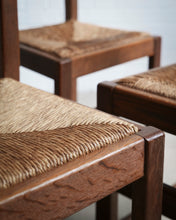 Load image into Gallery viewer, Brutalist Set of Razor Back Oak Dining Chairs
