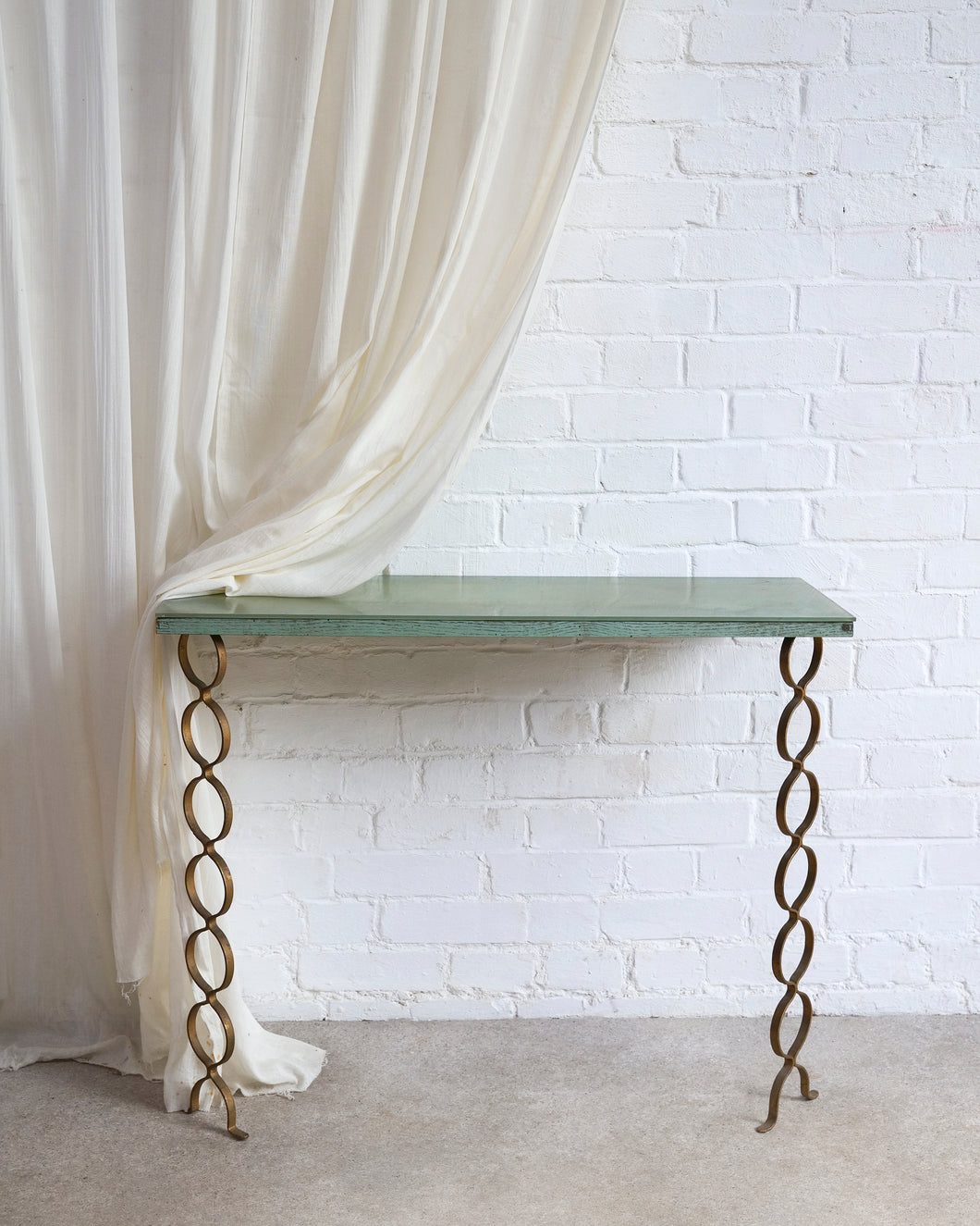 Frosted Glass Top French Console Tables