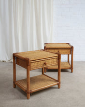 Load image into Gallery viewer, French Bamboo and Rattan Bedside Tables
