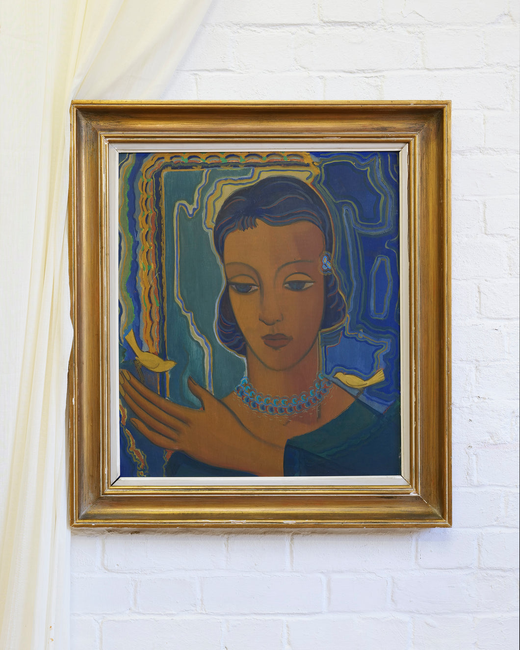 Birds and Lady Framed Painting