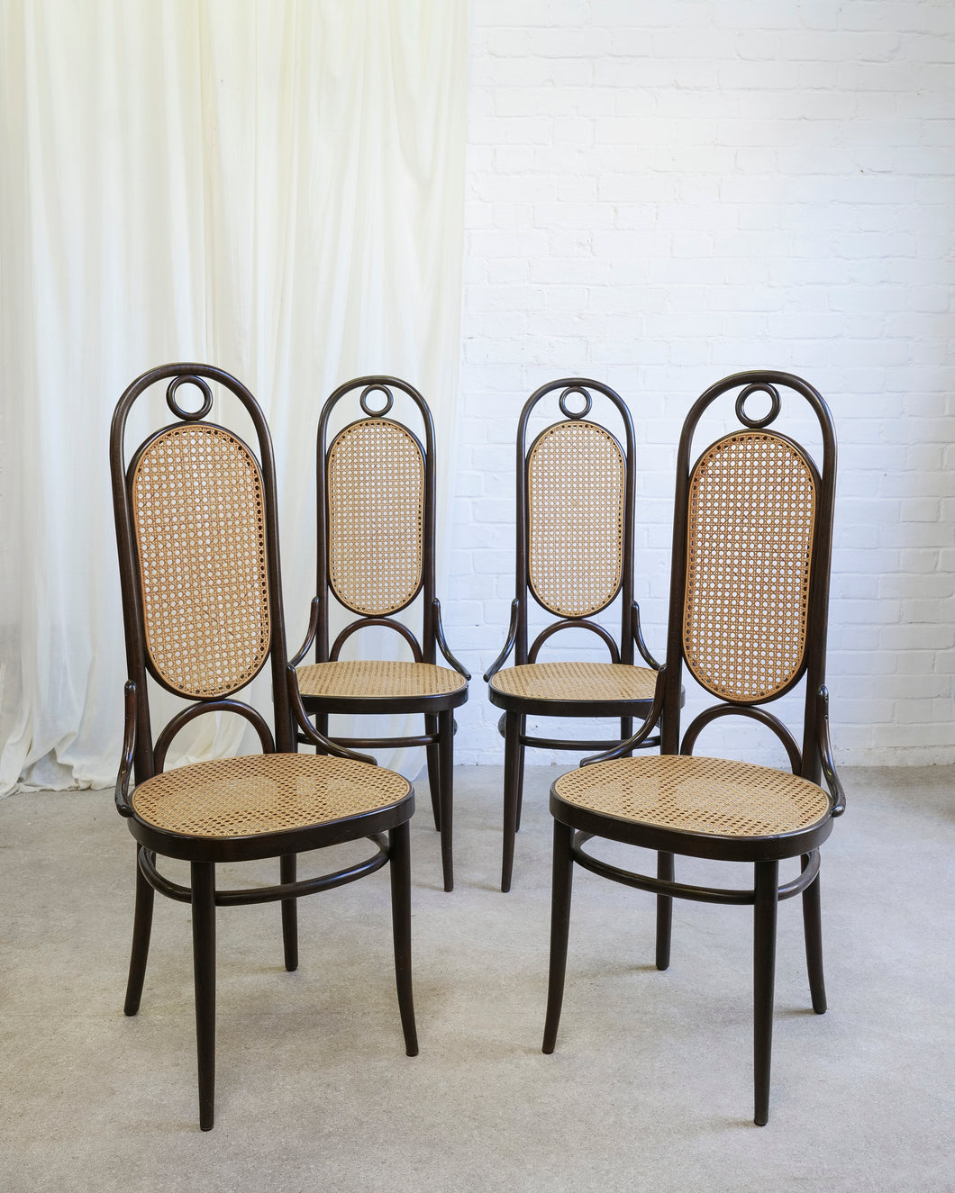 Set of 4 Thonet Bentwood and Cane Dining Chairs nr.207R