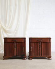 Load image into Gallery viewer, Pink Marble Top Oak Bedside Tables
