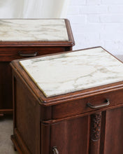Load image into Gallery viewer, Pink Marble Top Oak Bedside Tables

