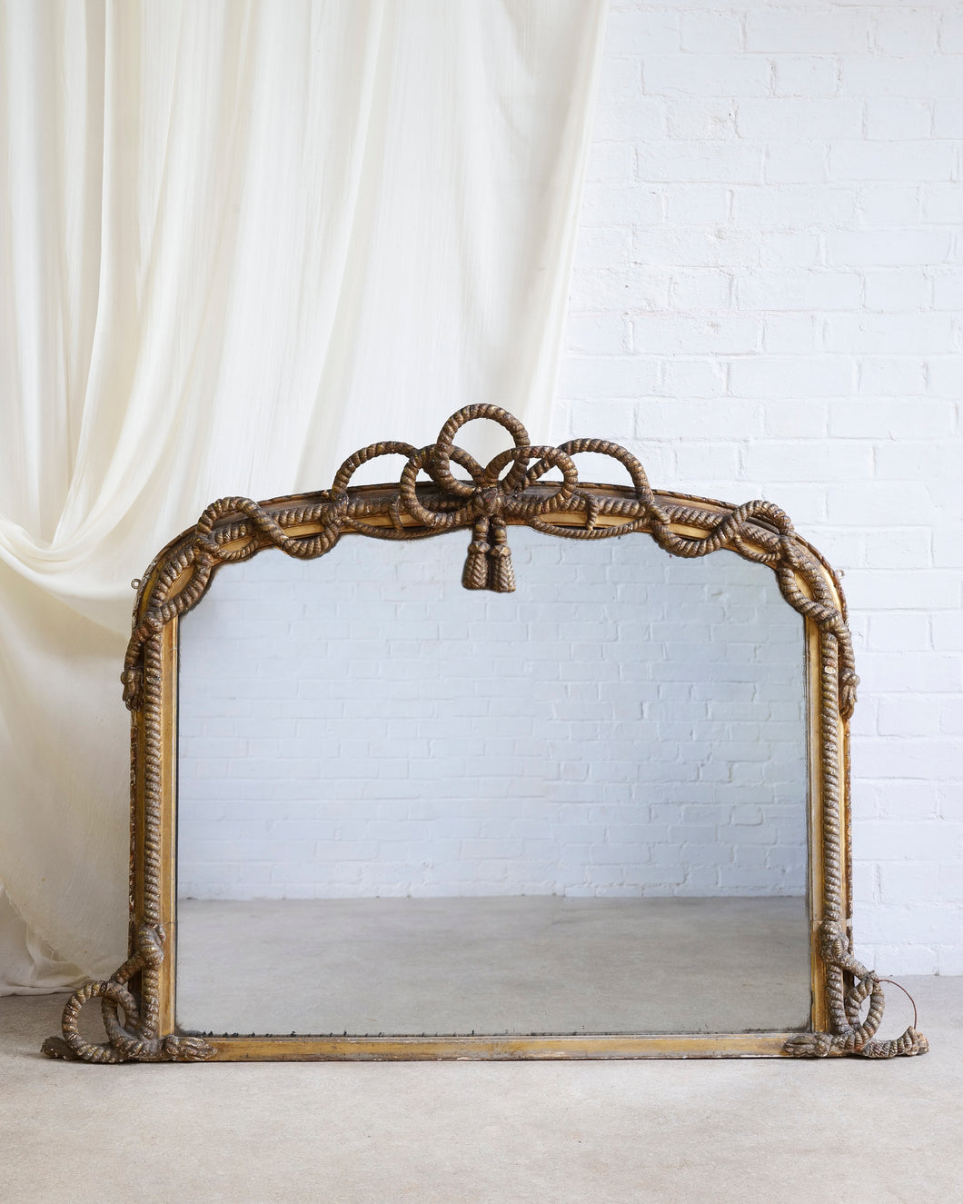 Antique Over Mantle Gilt Rope Mirror