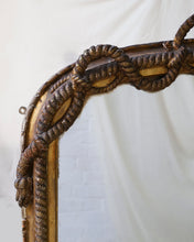 Load image into Gallery viewer, Antique Over Mantle Gilt Rope Mirror
