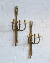 Load image into Gallery viewer, 19th Century Louis XVI Style Knot and Tassel Brass Wall Lights
