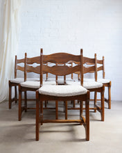 Load image into Gallery viewer, Set Of 6 Razor Back Oak Chairs By Guillerme Et Chambron
