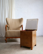 Load image into Gallery viewer, Walnut Wingback Armchair With Floral Upholstery
