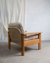 Load image into Gallery viewer, Italian Modern Wood and Checkered Black and White Fabric Armchair
