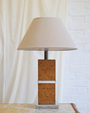 Load image into Gallery viewer, Cork and Chrome Table Lamp
