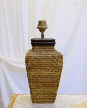 Load image into Gallery viewer, Rattan Basket Lamp With Leather Trim
