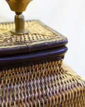 Load image into Gallery viewer, Rattan Basket Lamp With Leather Trim
