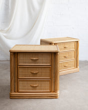 Load image into Gallery viewer, Pencil Reed and Cane Bedside Tables
