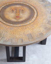 Load image into Gallery viewer, Round Aztec Sun Face Coffee Table
