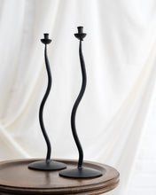 Load image into Gallery viewer, A Pair of Wiggly Metal Candle Holders
