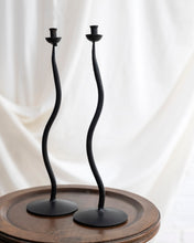 Load image into Gallery viewer, A Pair of Wiggly Metal Candle Holders
