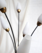 Load image into Gallery viewer, French 1950s Floor Lamp with Opaline Tulip Shades
