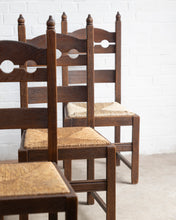 Load image into Gallery viewer, Set Of 5 Brutalist Rush Seat Razor Back Chairs

