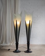 Load image into Gallery viewer, Floor Standing Iron and Glass Art Deco Lamps
