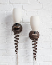Load image into Gallery viewer, Twisted Metal and Alabaster Wall Sconces
