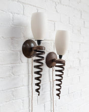Load image into Gallery viewer, Twisted Metal and Alabaster Wall Sconces
