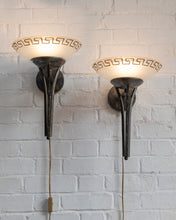 Load image into Gallery viewer, Greek Key Glass Wall Sconces
